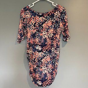 Motherhood Maternity Short Sleeve Top Blue Floral Size Small